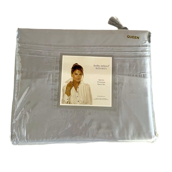 NIB KATHY IRELAND RESORTS Gray Queen Premium Sheet Set Bedding Set - Picture 3 of 3